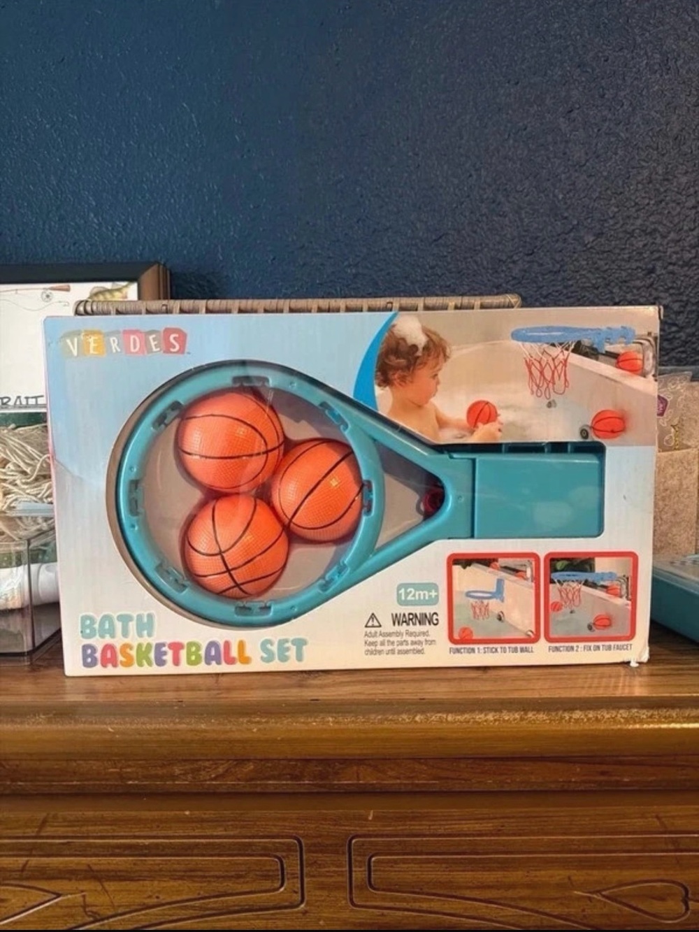 Kids Bath Basketball Set - Teal Hoop with Orange Balls